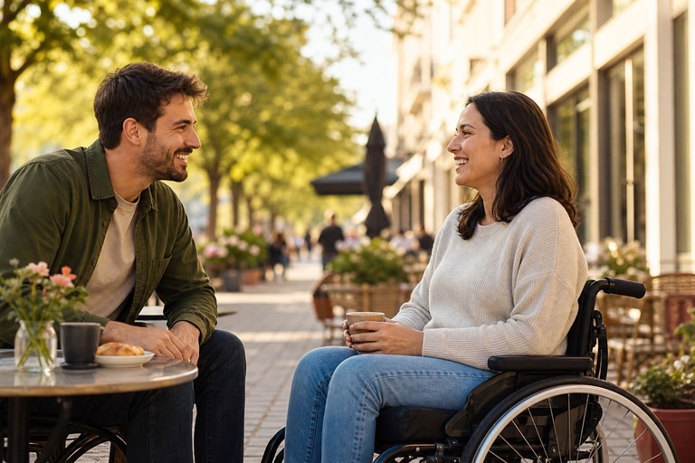 Wheelchair users meeting through accessible dating